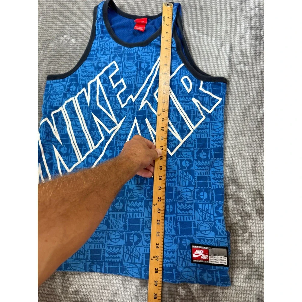 Nike Air Boys Large Blue Geometric‎ Print Sleeveless Basketball Tank Top Mesh L